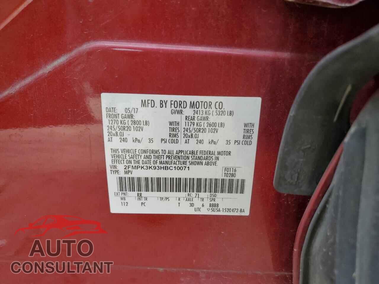 FORD EDGE 2017 - 2FMPK3K93HBC10071