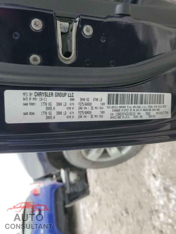 DODGE RAM 1500 2012 - 1C6RD7GT4CS155123