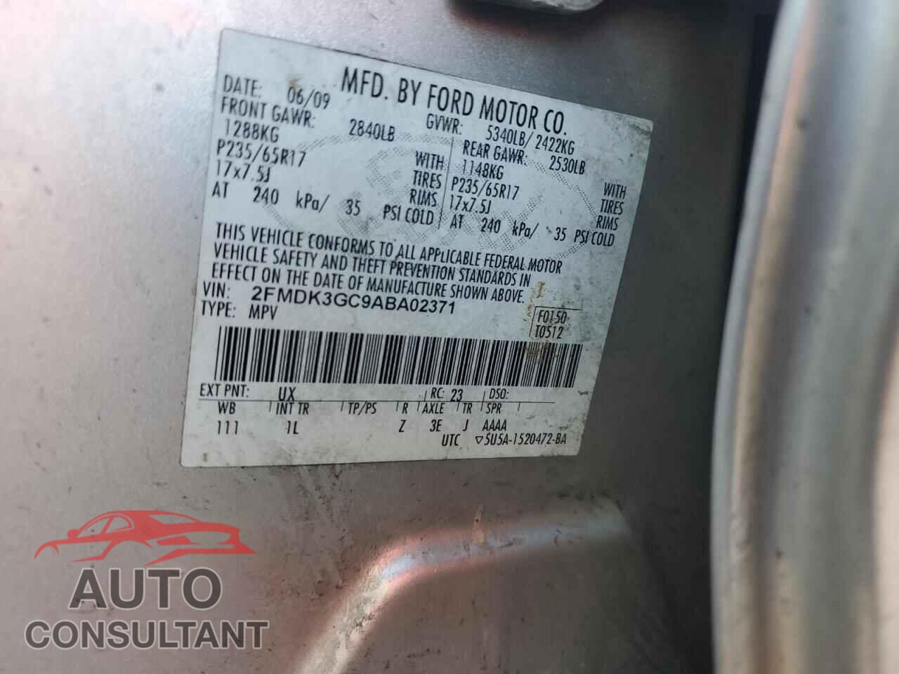 FORD EDGE 2010 - 2FMDK3GC9ABA02371