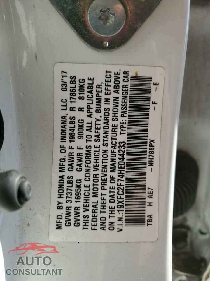 HONDA CIVIC 2017 - 19XFC2F74HE044233