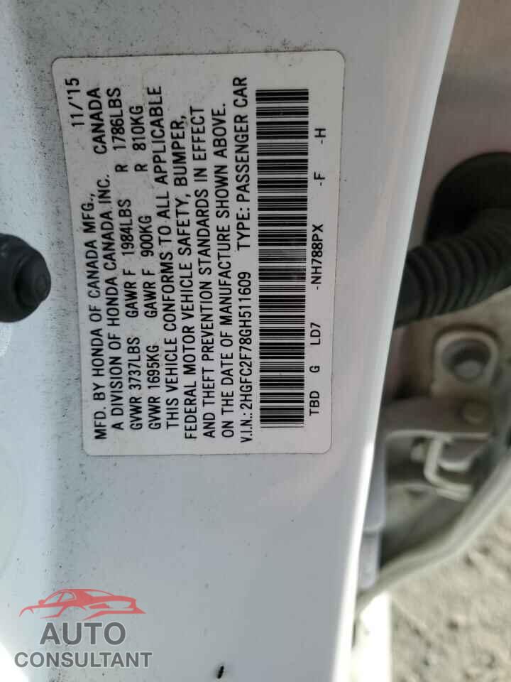 HONDA CIVIC 2016 - 2HGFC2F78GH511609
