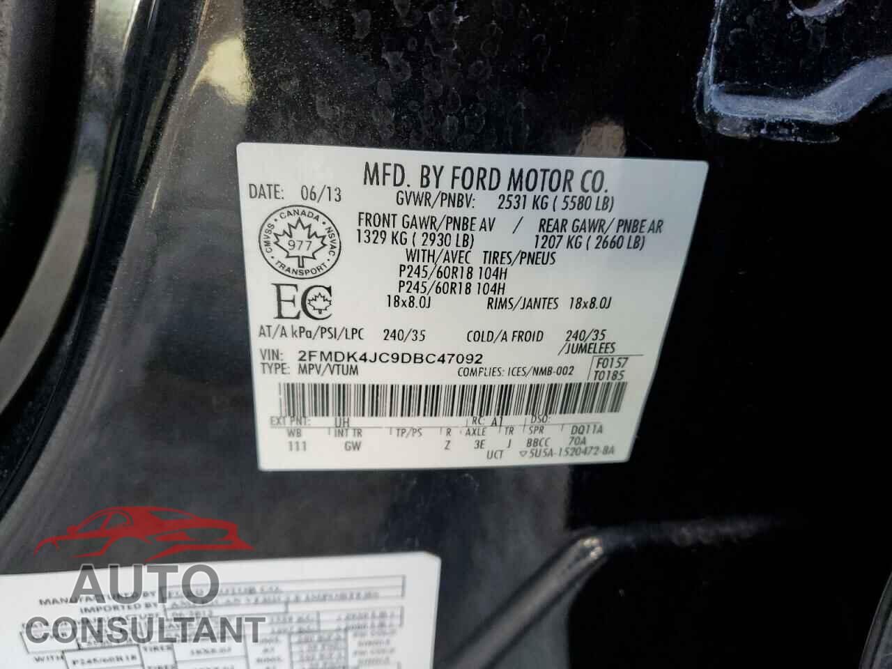 FORD EDGE 2013 - 2FMDK4JC9DBC47092