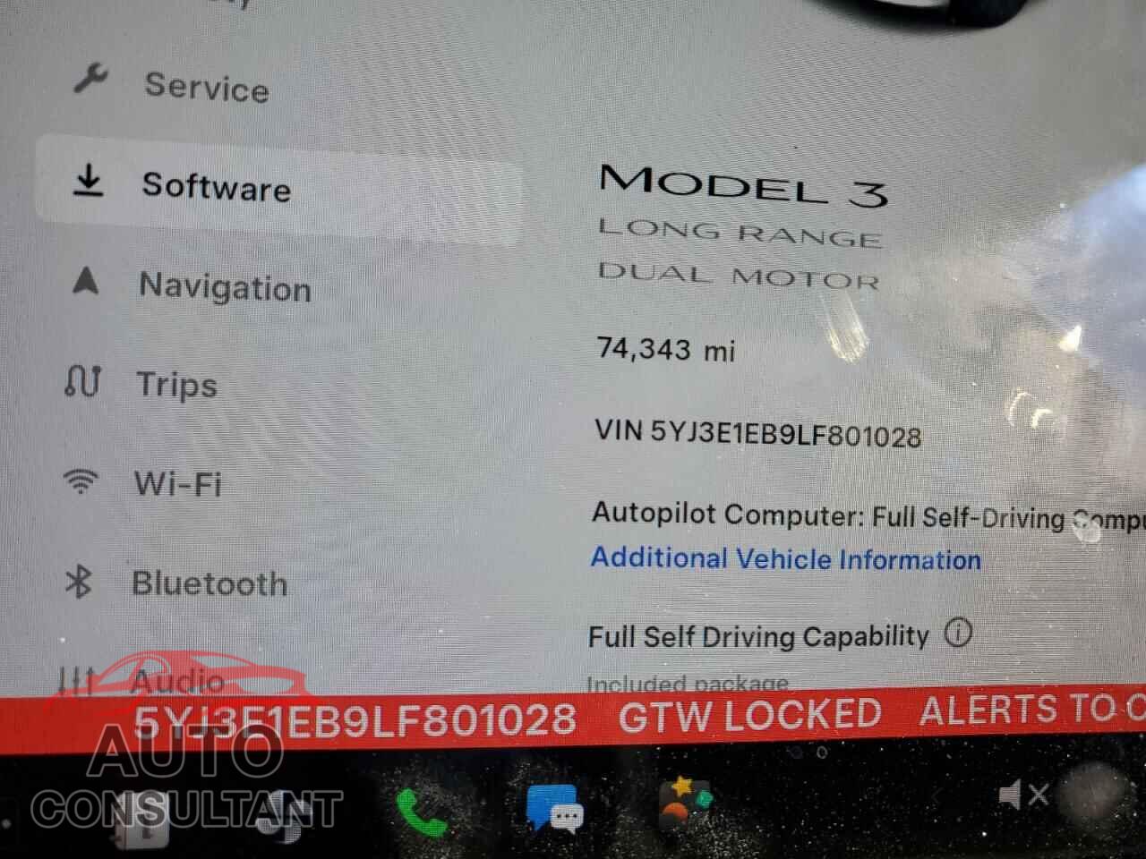 TESLA MODEL 3 2020 - 5YJ3E1EB9LF801028