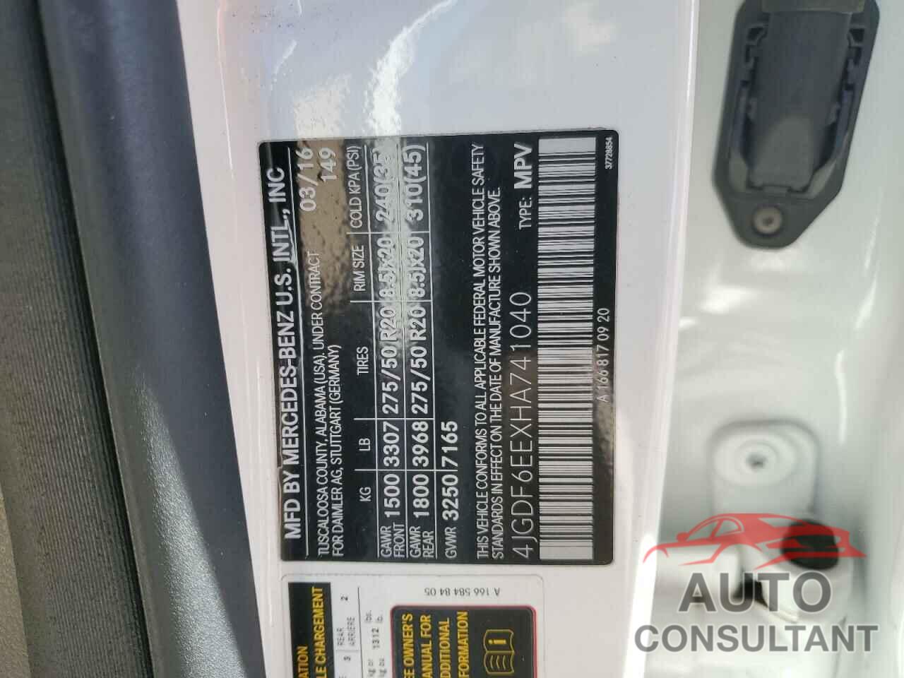 MERCEDES-BENZ GLS-CLASS 2017 - 4JGDF6EEXHA741040