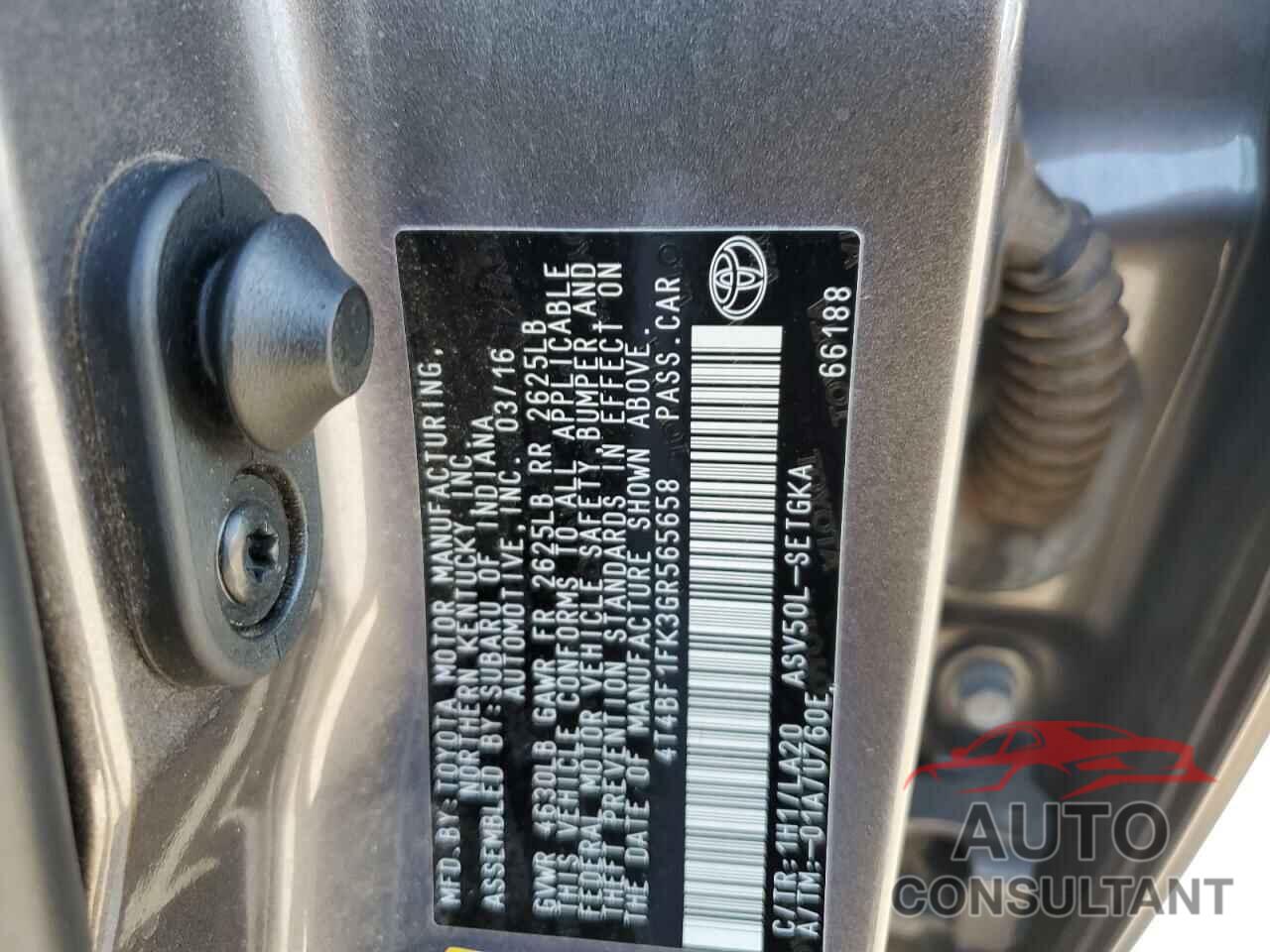 TOYOTA CAMRY 2016 - 4T4BF1FK3GR565658