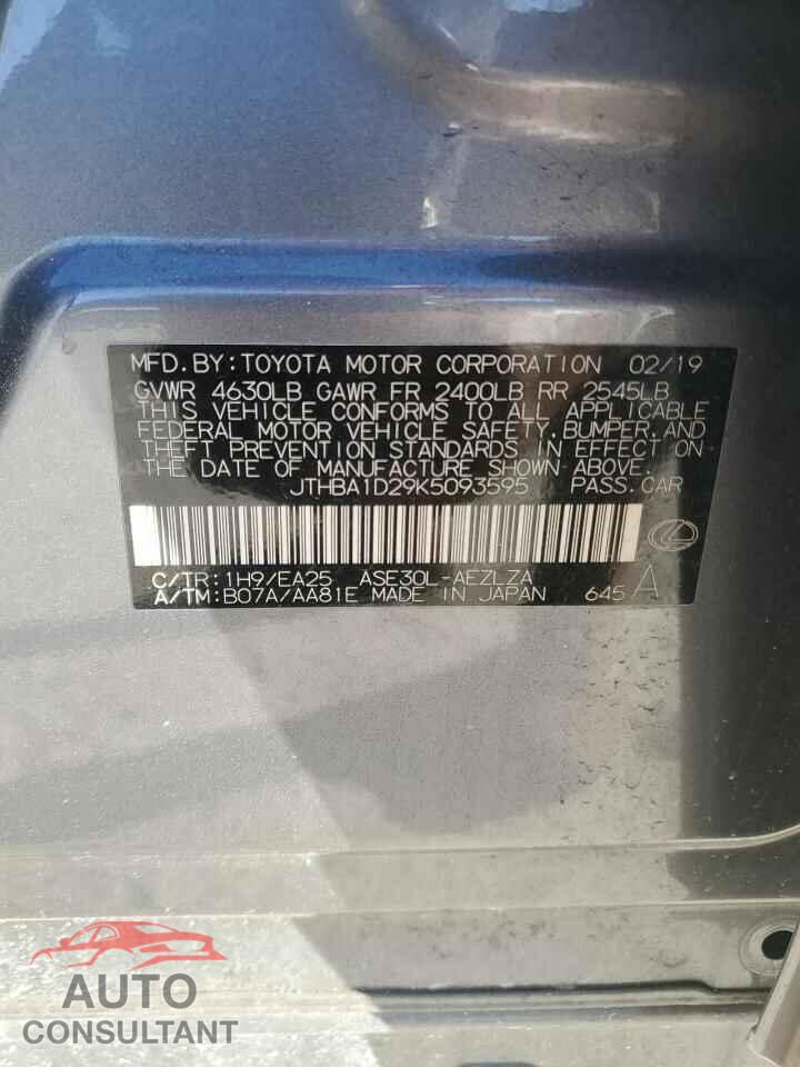 LEXUS IS 2019 - JTHBA1D29K5093595