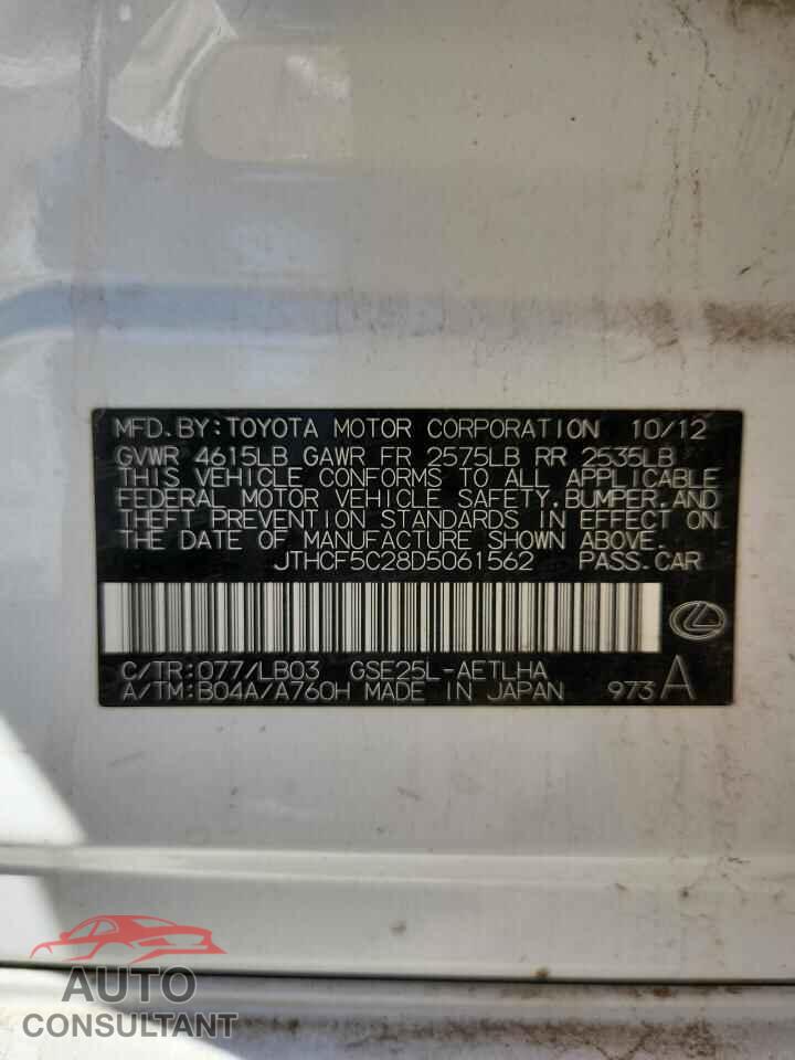 LEXUS IS 2013 - JTHCF5C28D5061562