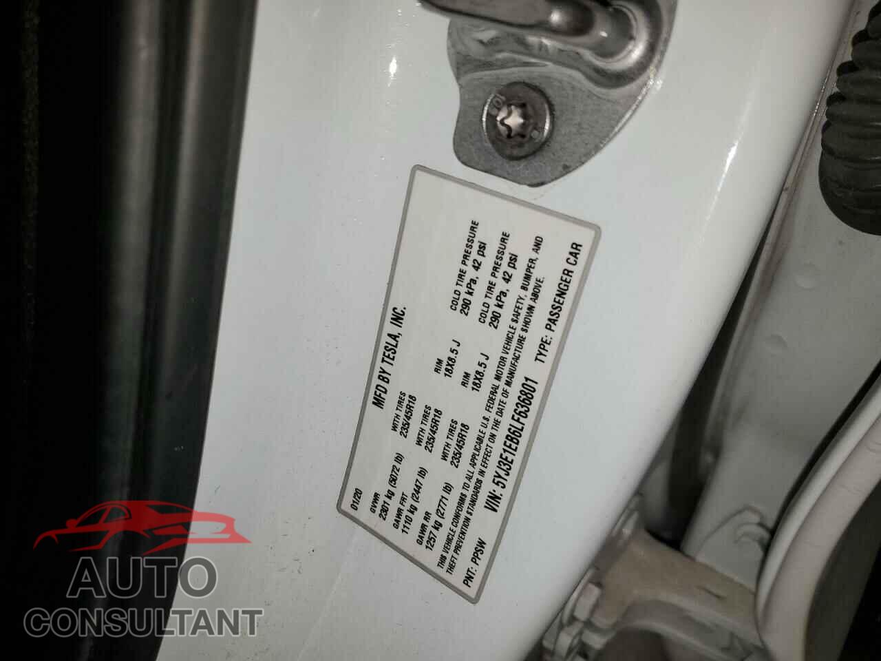 TESLA MODEL 3 2020 - 5YJ3E1EB6LF636801