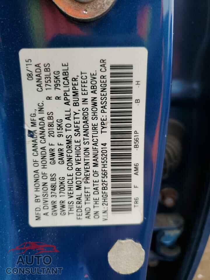 HONDA CIVIC 2015 - 2HGFB2F56FH552014