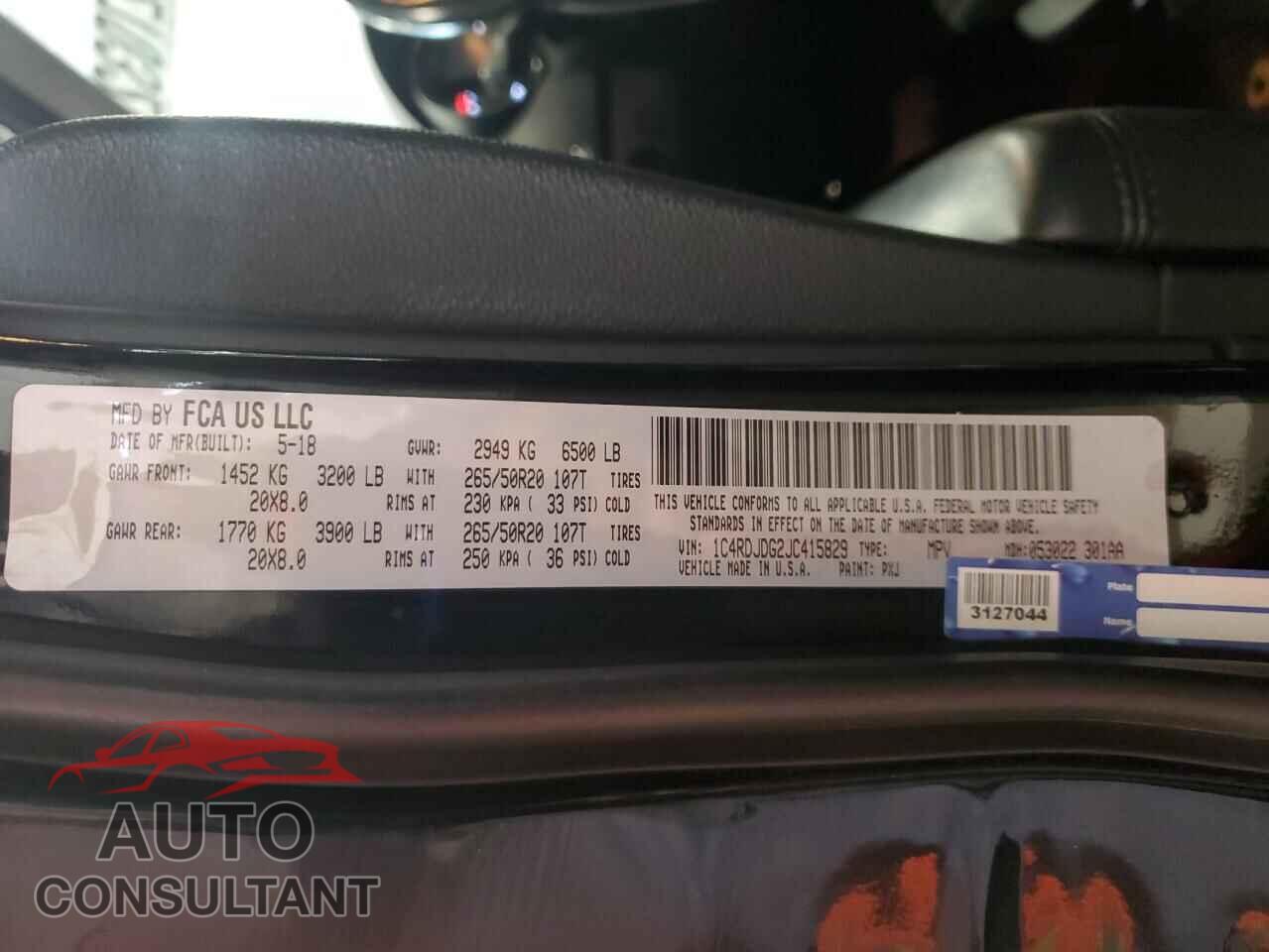 DODGE DURANGO 2018 - 1C4RDJDG2JC415829