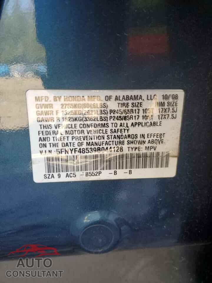 HONDA PILOT 2009 - 5FNYF48539B044128