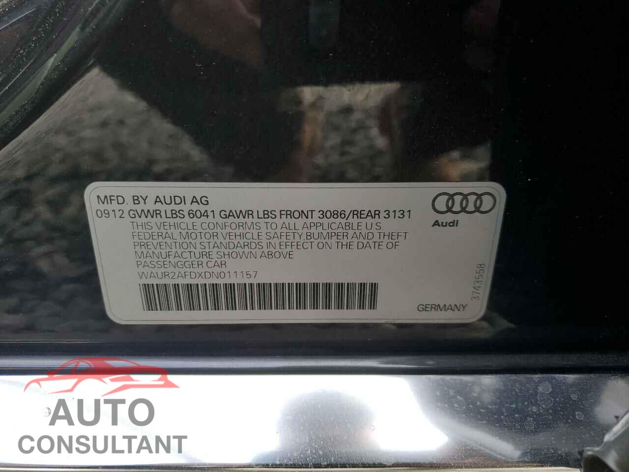AUDI A8 2013 - WAUR2AFDXDN011157