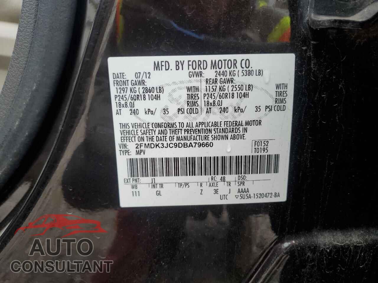 FORD EDGE 2013 - 2FMDK3JC9DBA79660