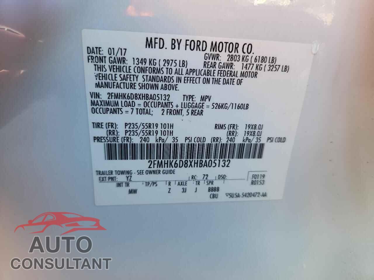FORD FLEX 2017 - 2FMHK6D8XHBA05132
