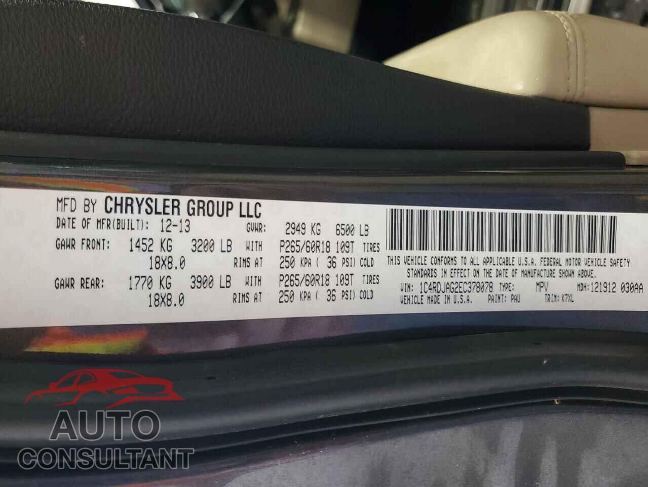 DODGE DURANGO 2014 - 1C4RDJAG2EC378078