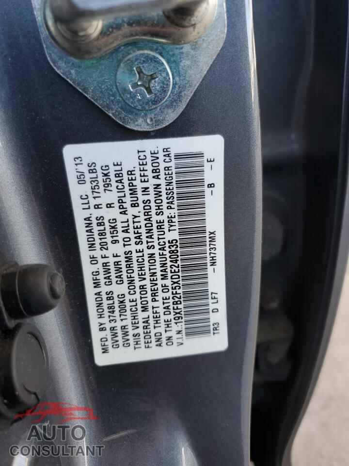 HONDA CIVIC 2013 - 19XFB2F5XDE240835