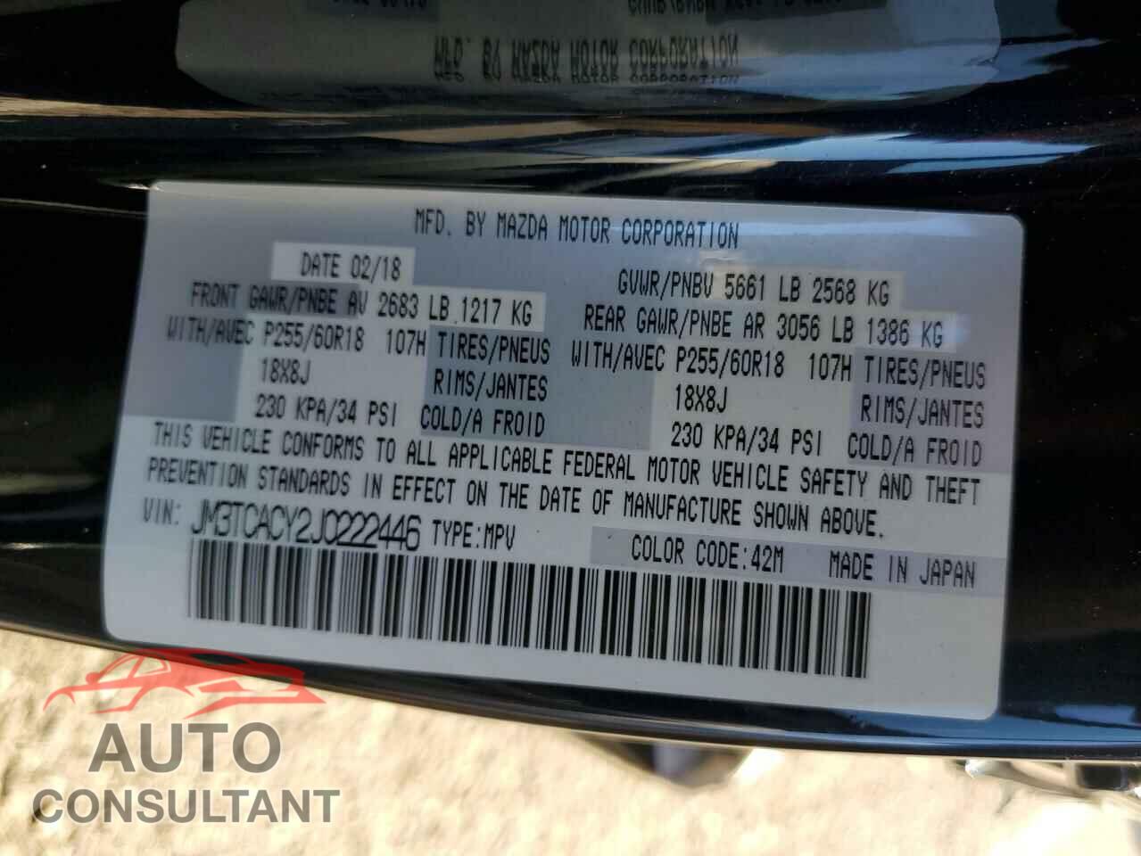 MAZDA CX-9 2018 - JM3TCACY2J0222446