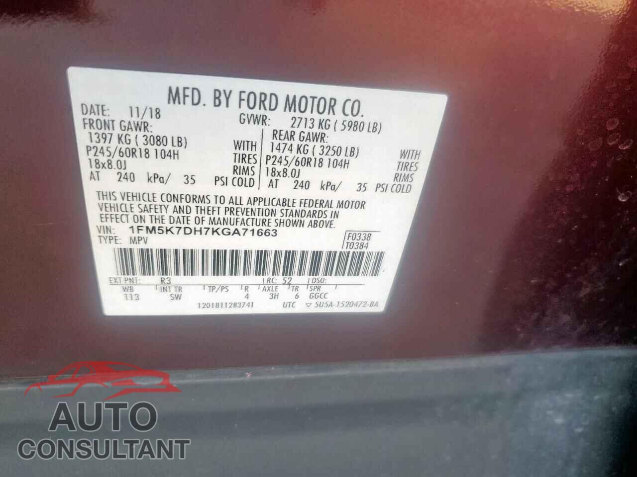 FORD EXPLORER 2019 - 1FM5K7DH7KGA71663