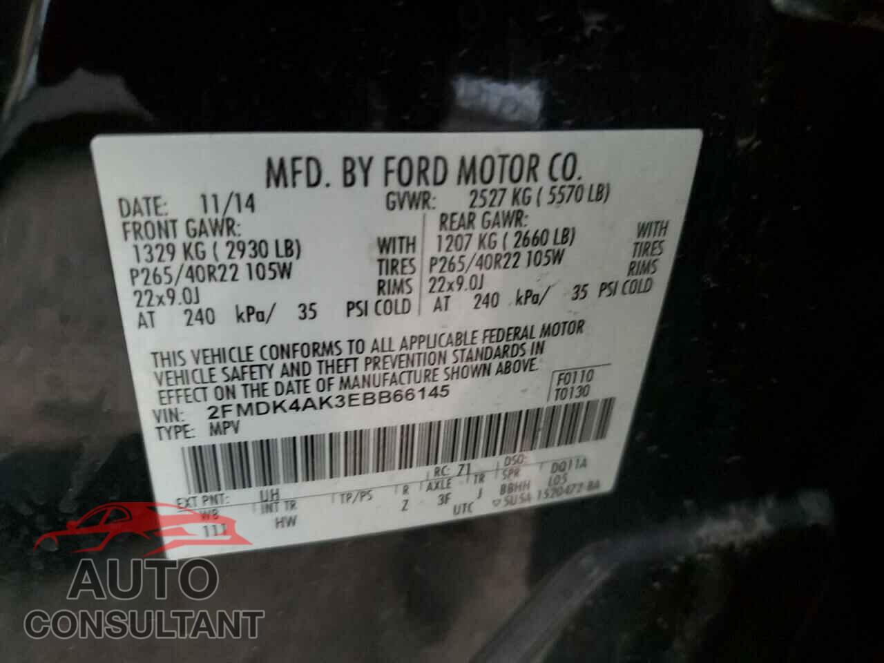 FORD EDGE 2014 - 2FMDK4AK3EBB66145