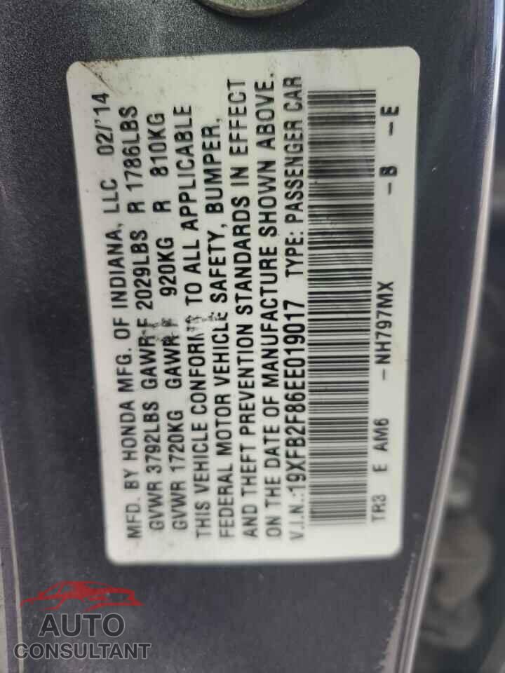 HONDA CIVIC 2014 - 19XFB2F86EE019017