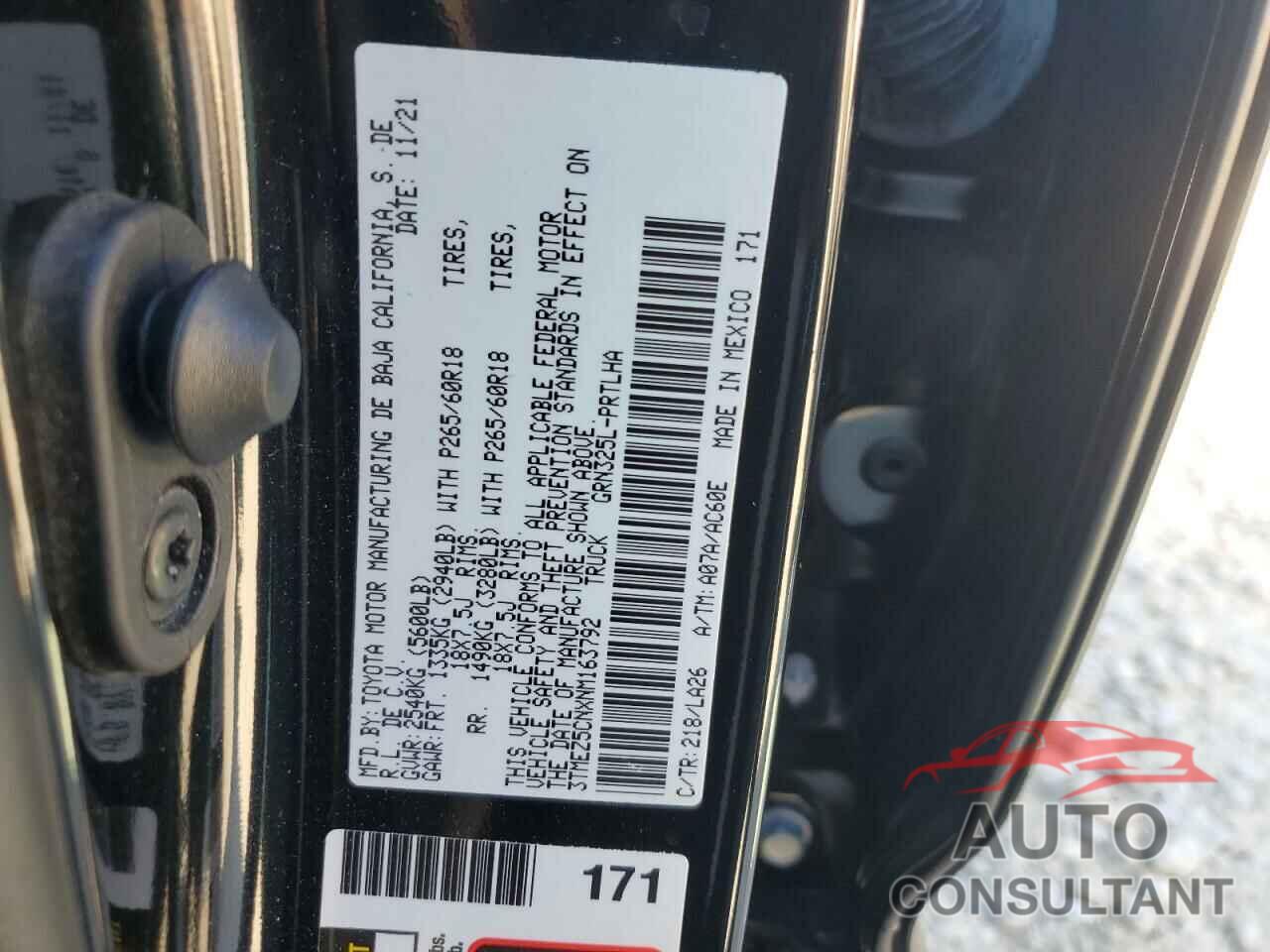 TOYOTA TACOMA 2022 - 3TMEZ5CNXNM163792