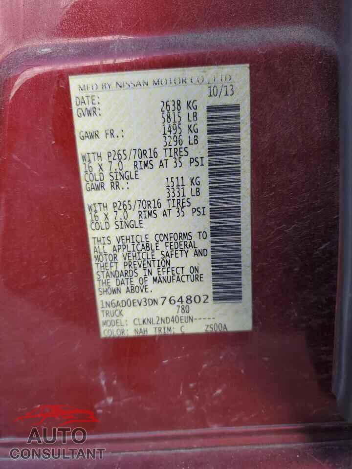 NISSAN FRONTIER 2013 - 1N6AD0EV3DN764802