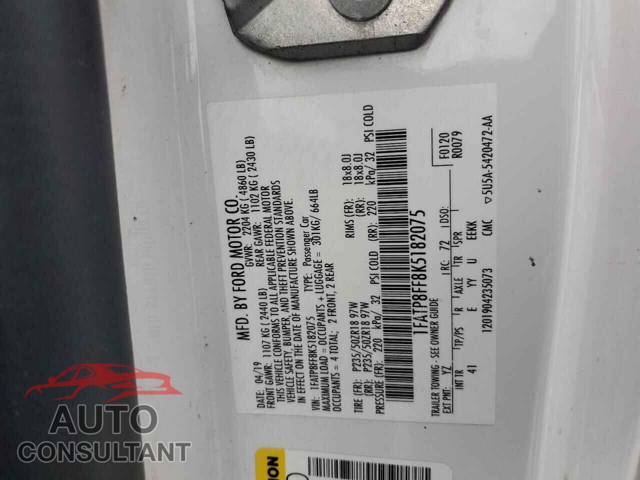 FORD MUSTANG 2019 - 1FATP8FF8K5182075