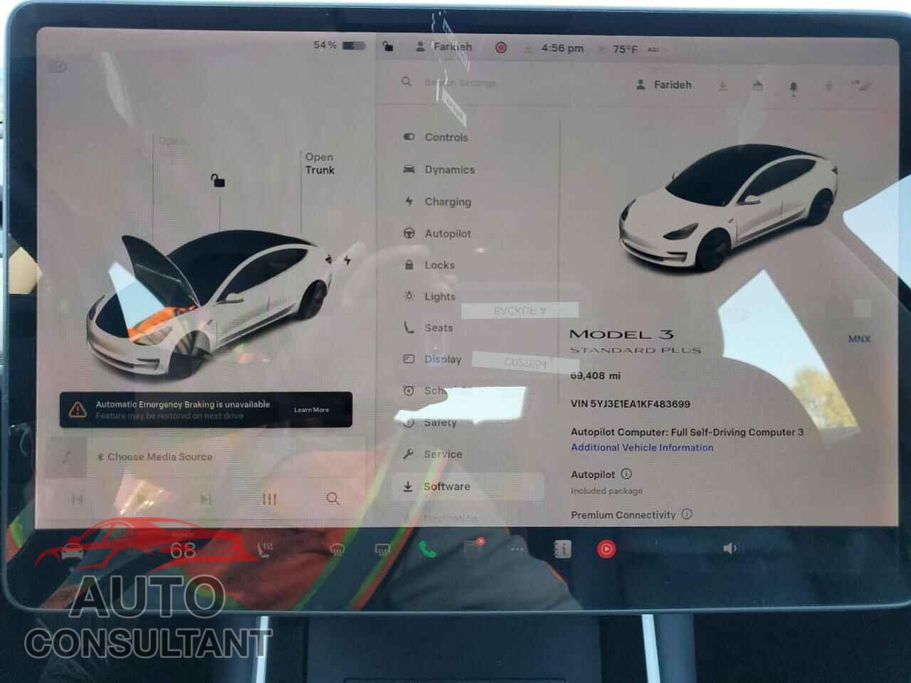 TESLA MODEL 3 2019 - 5YJ3E1EA1KF483699