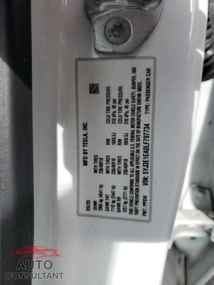 TESLA MODEL 3 2020 - 5YJ3E1EA0LF797734