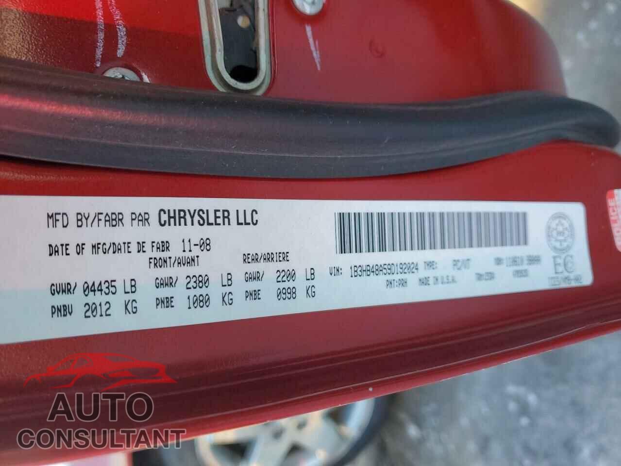 DODGE CALIBER 2009 - 1B3HB48A59D192024