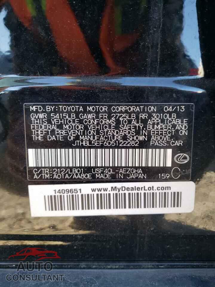 LEXUS LS460 2013 - JTHBL5EF6D5122282