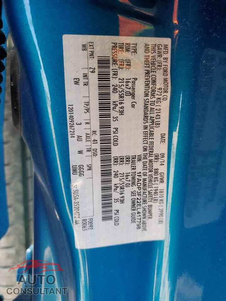 FORD FOCUS 2014 - 1FADP3F22EL417798