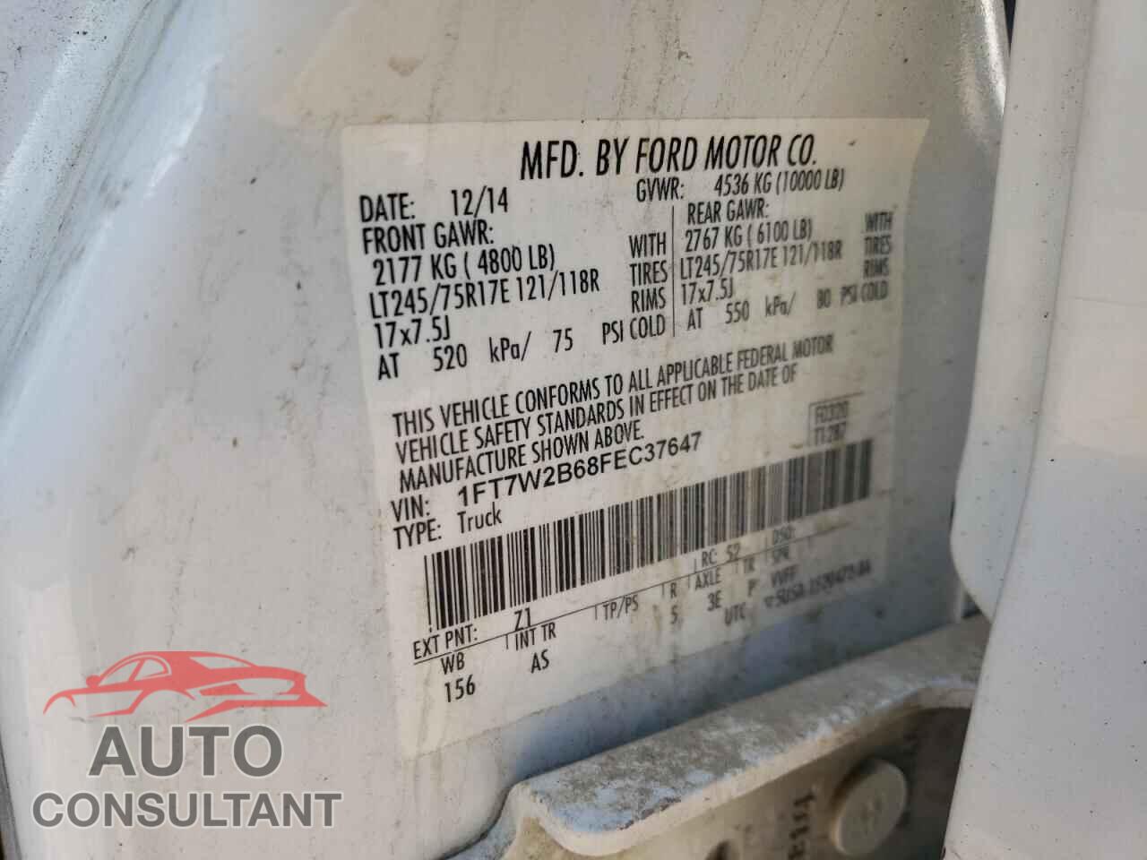 FORD F250 2015 - 1FT7W2B68FEC37647