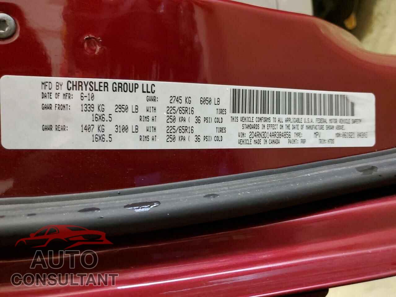 DODGE CARAVAN 2010 - 2D4RN3D14AR384856