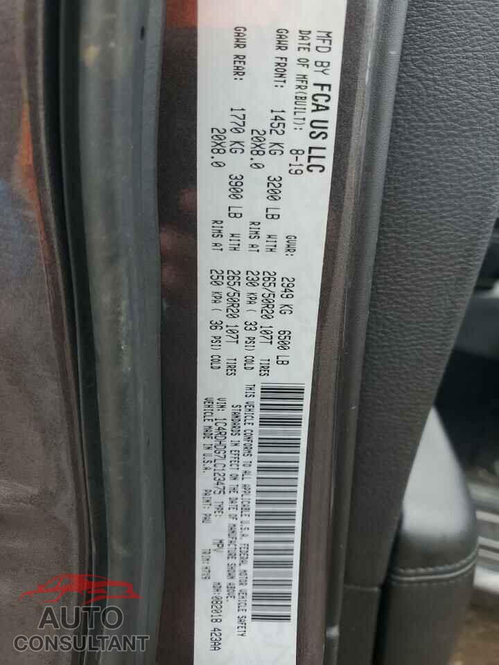 DODGE DURANGO 2020 - 1C4RDHDG7LC123475