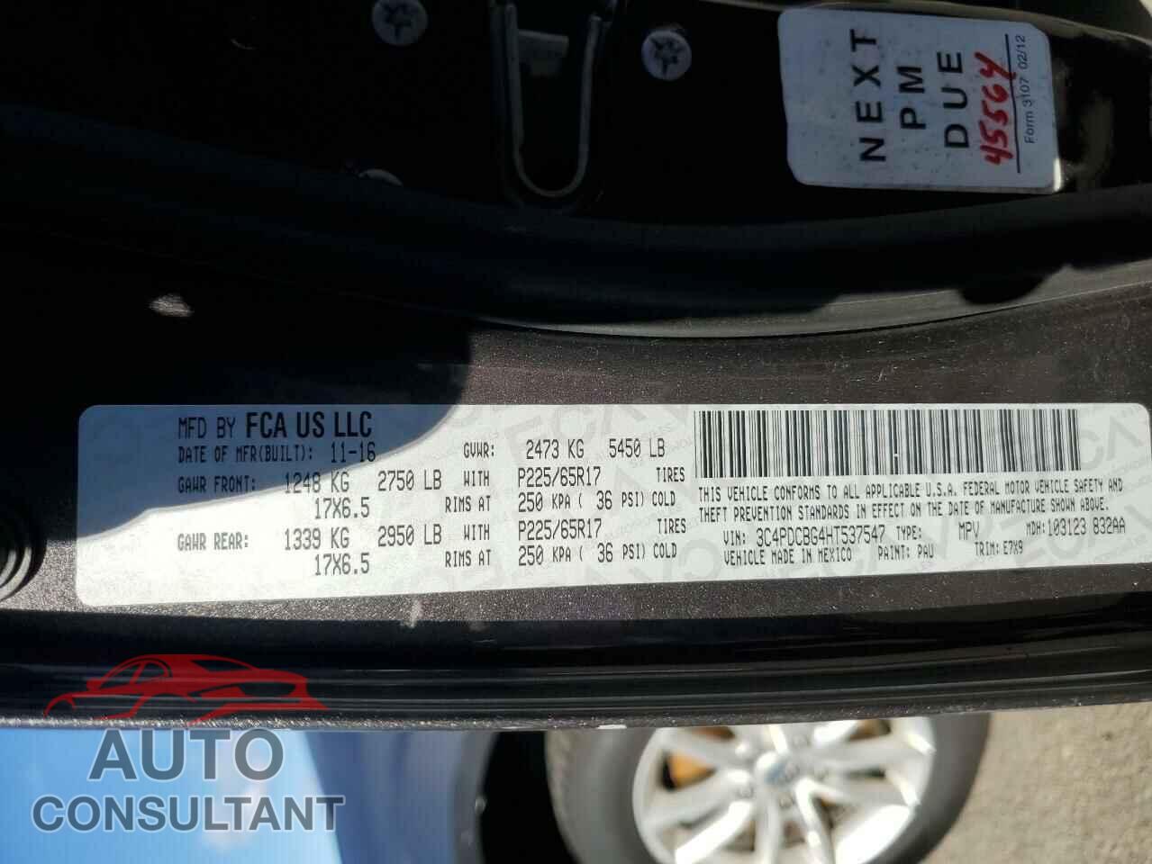 DODGE JOURNEY 2017 - 3C4PDCBG4HT537547