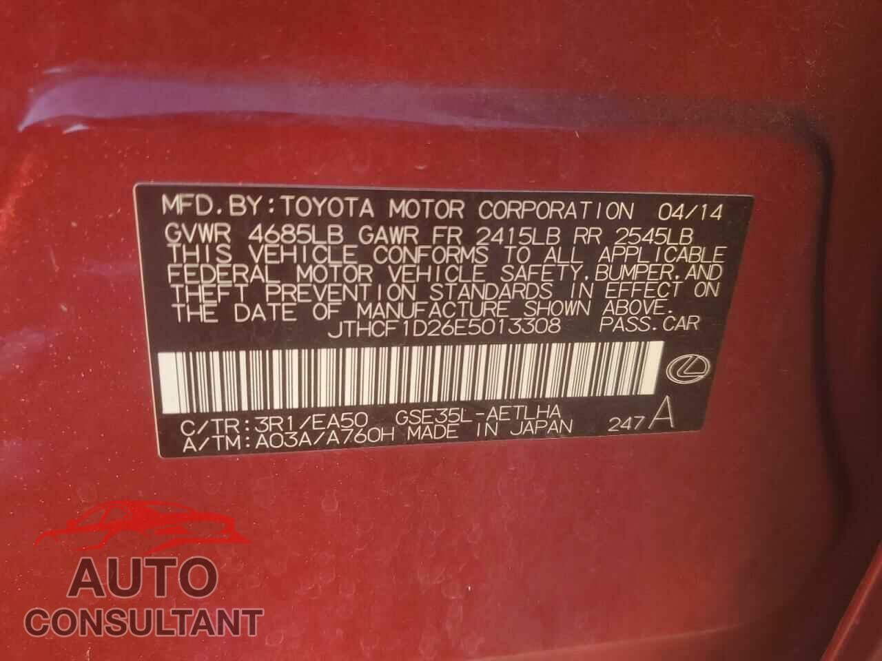 LEXUS IS 2014 - JTHCF1D26E5013308