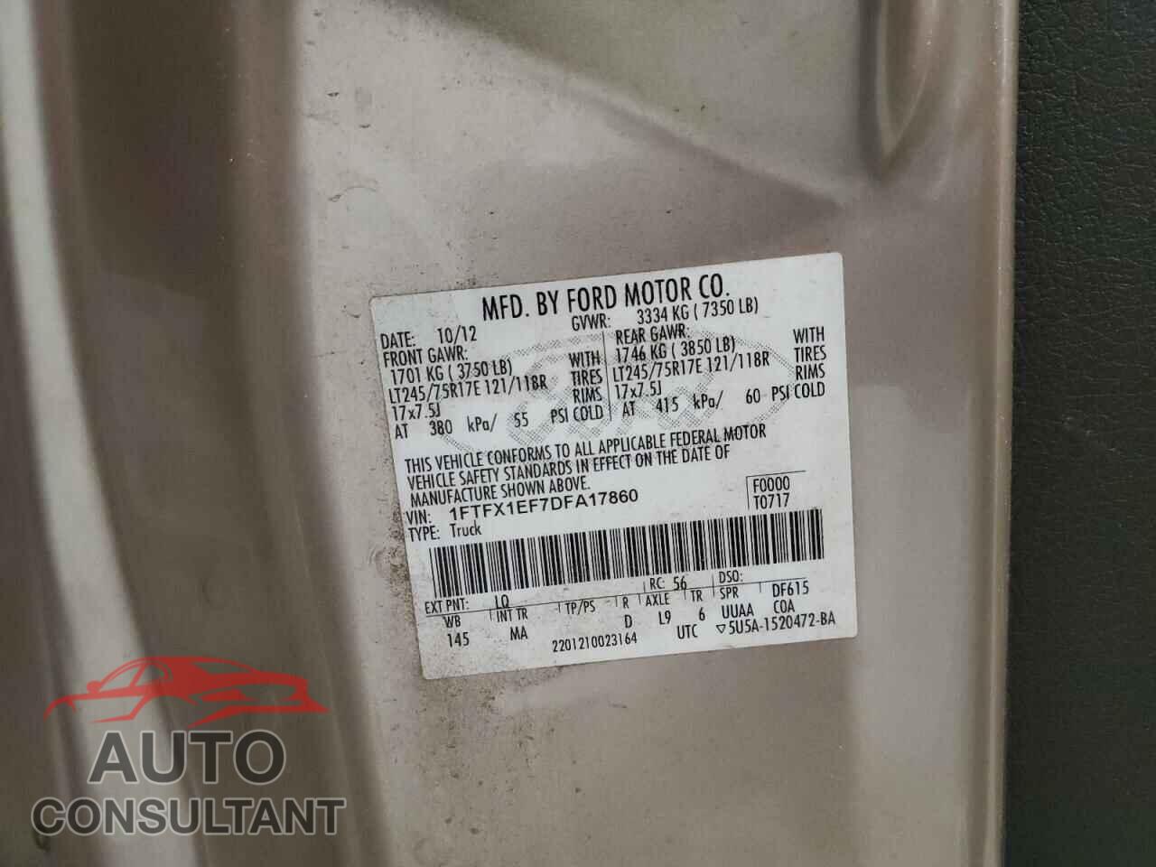 FORD F-150 2013 - 1FTFX1EF7DFA17860