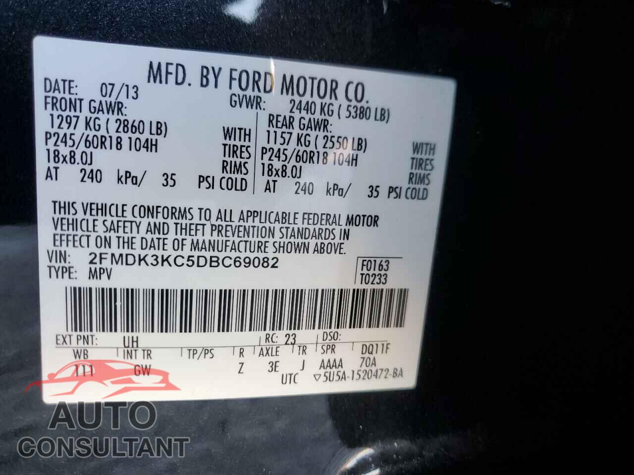 FORD EDGE 2013 - 2FMDK3KC5DBC69082