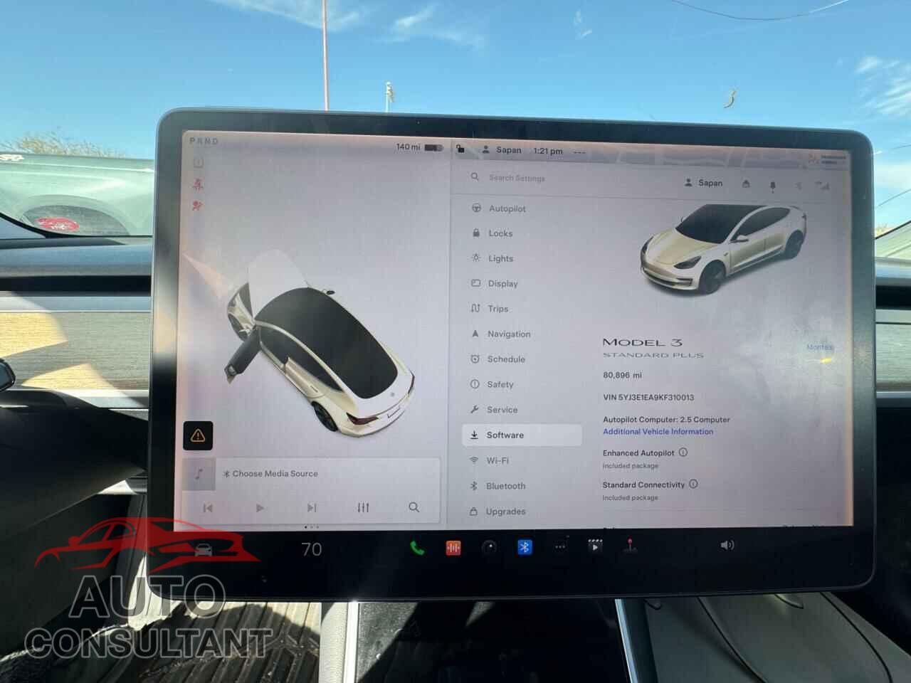 TESLA MODEL 3 2019 - 5YJ3E1EA9KF310013