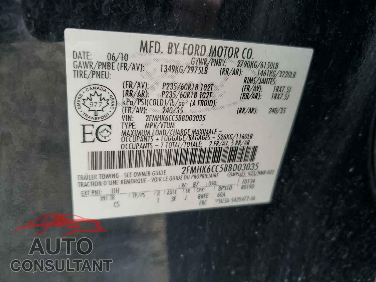 FORD FLEX 2011 - 2FMHK6CC5BBD03035