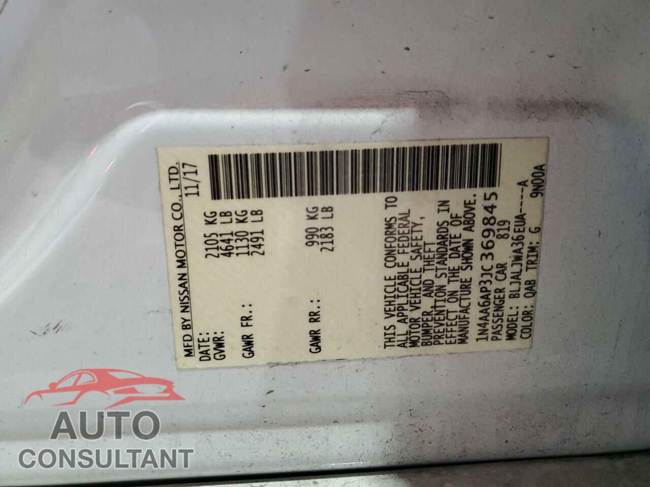 NISSAN MAXIMA 2018 - 1N4AA6AP3JC369845