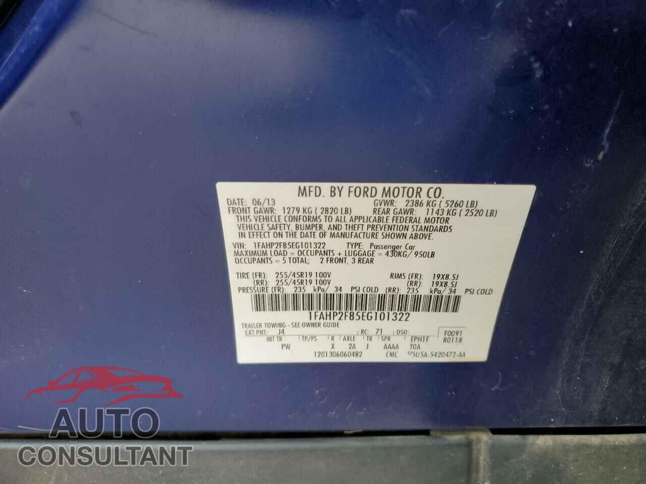FORD TAURUS 2014 - 1FAHP2F85EG101322