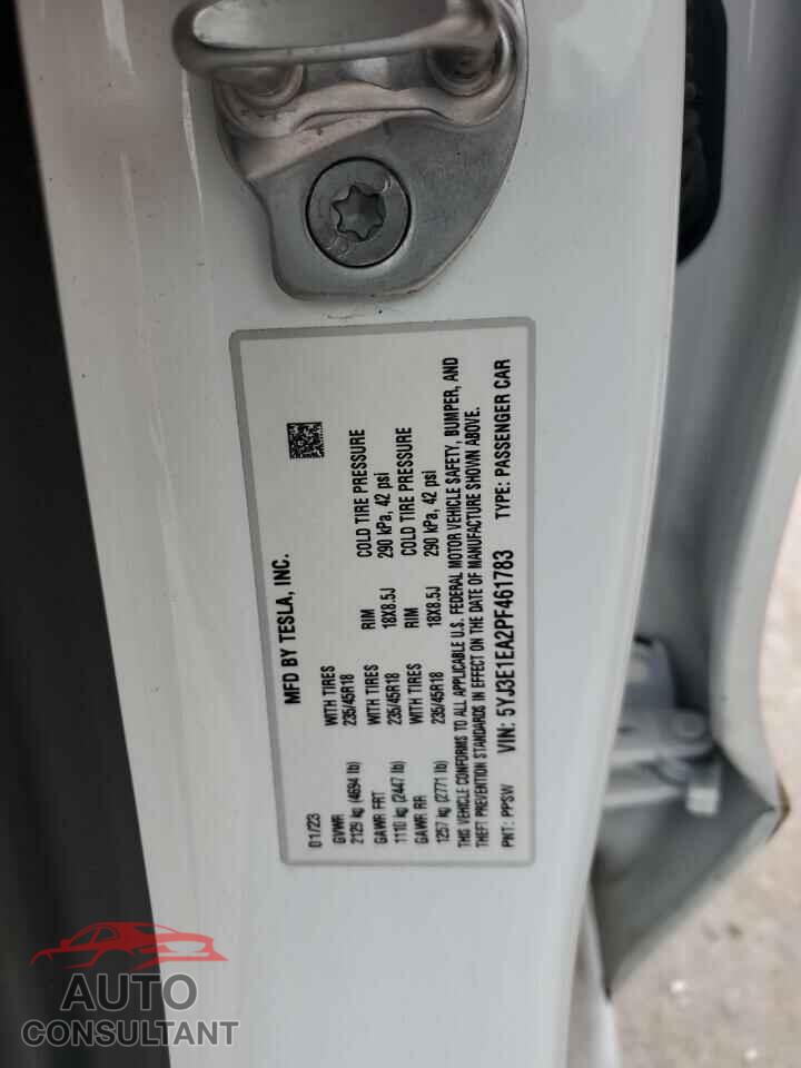 TESLA MODEL 3 2023 - 5YJ3E1EA2PF461783
