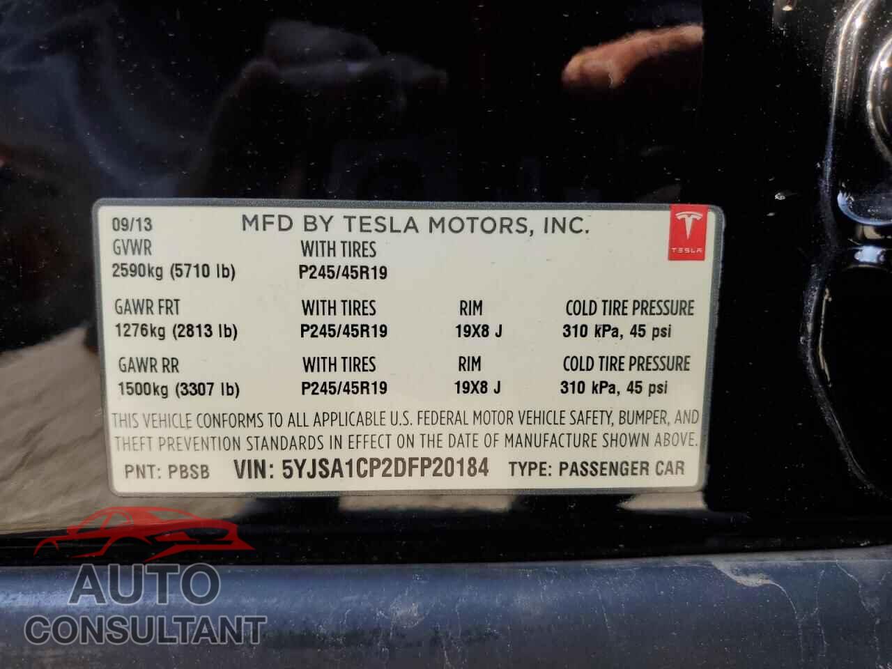 TESLA MODEL S 2013 - 5YJSA1CP2DFP20184