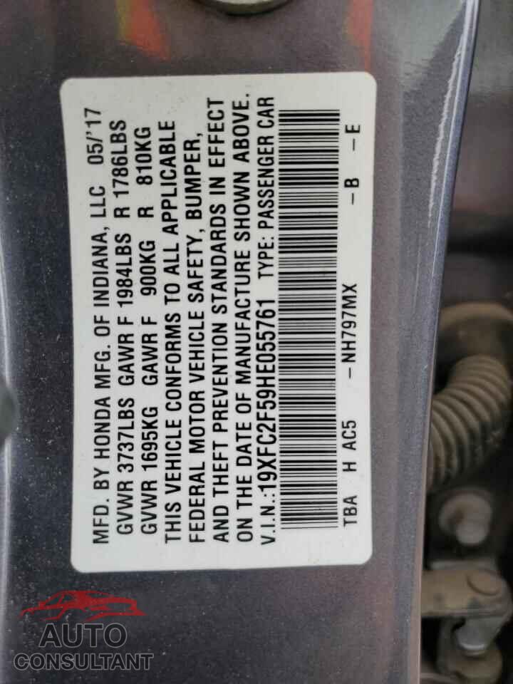 HONDA CIVIC 2017 - 19XFC2F59HE055761