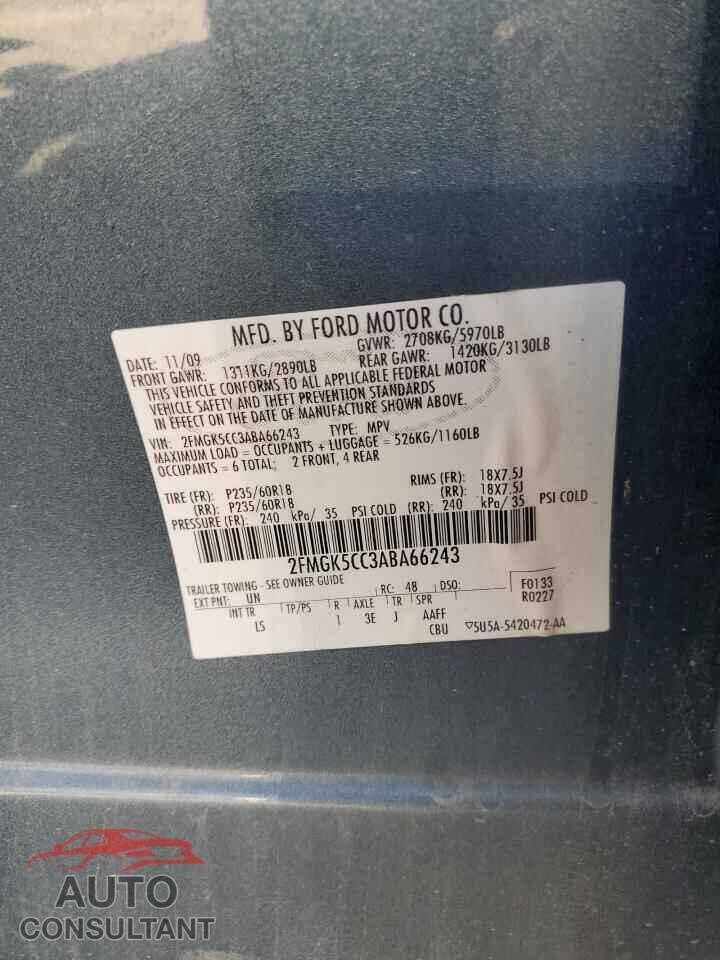 FORD FLEX 2010 - 2FMGK5CC3ABA66243