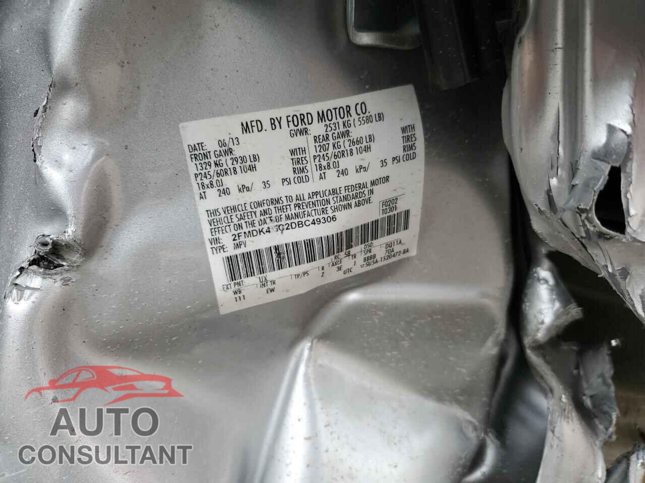 FORD EDGE 2013 - 2FMDK4GC2DBC49306