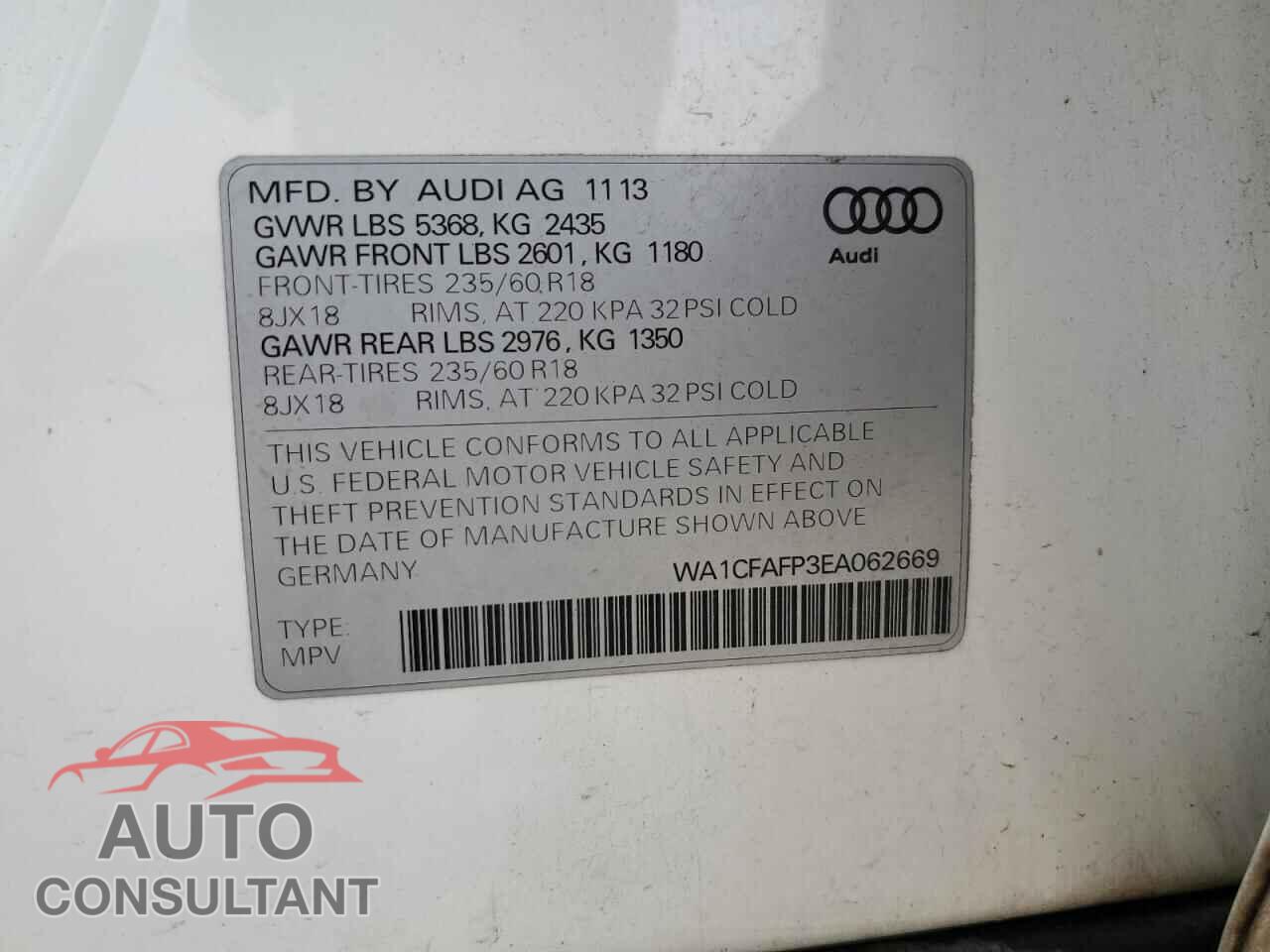 AUDI Q5 2014 - WA1CFAFP3EA062669