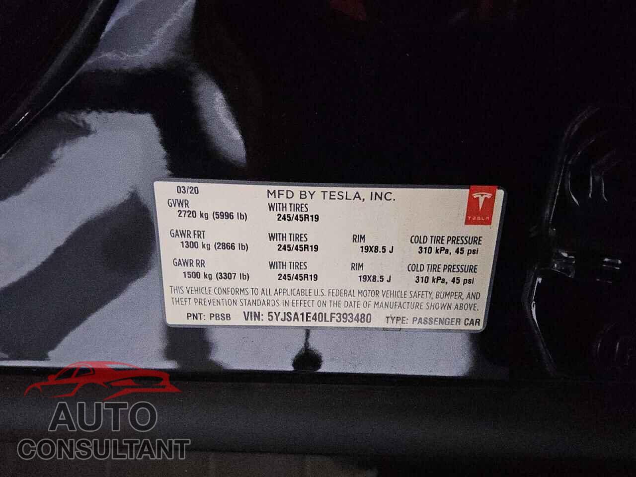 TESLA MODEL S 2020 - 5YJSA1E40LF393480